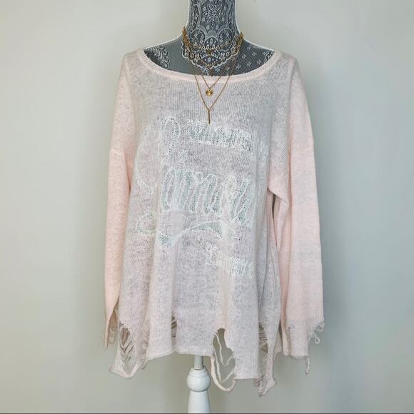 WILDFOX Womens Distressed L’amour Lennon Tunic Swing Wool Knit Sweater Size XS - Picture 3 of 5